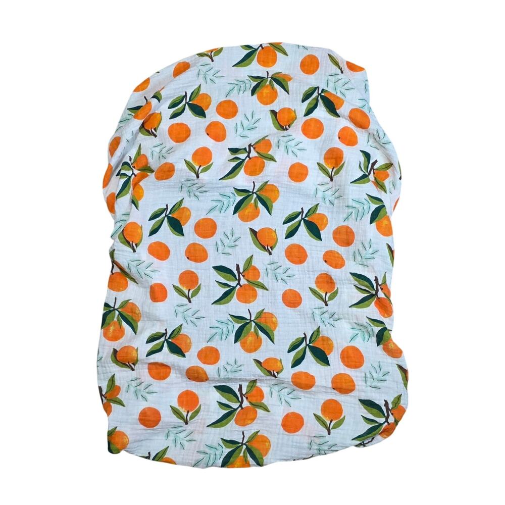 Clementine Kids‎ Orange Blossom Print Baby Crib Sheet 100% Natural Muslin Cotton